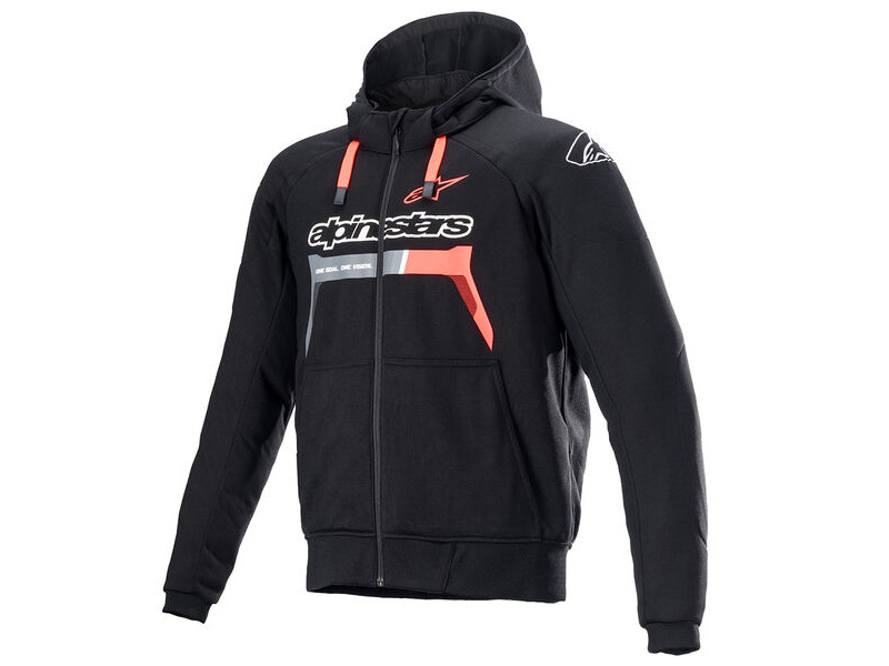 ALPINESTARS Chrome Ignition Hoodie Black Red Fluo click to zoom image