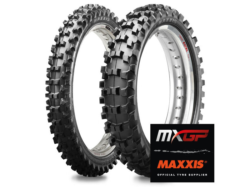 MAXXIS 85cc Small Wheel MX-ST+ Tyres - Matched Pair - 70/100-17 + 90/100-14 click to zoom image