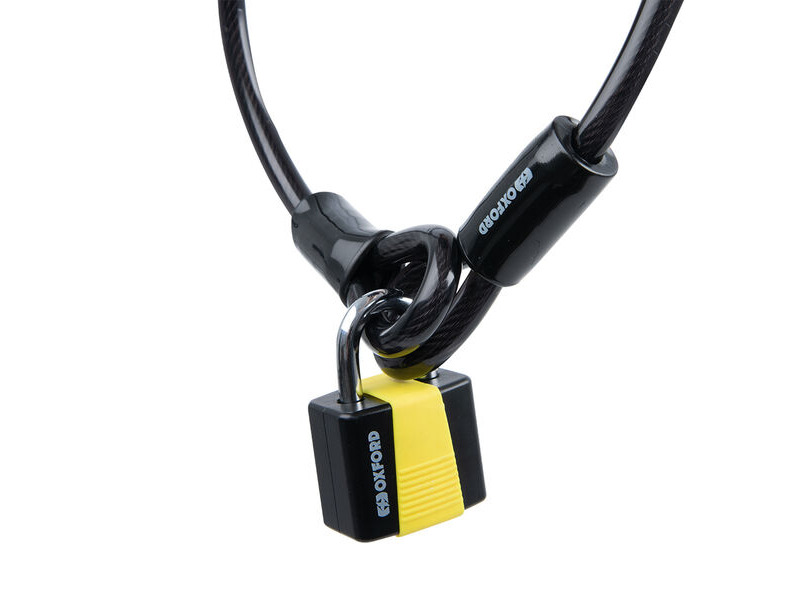 OXFORD Loop Lock10 Hooped Cable + Padlock 10mm x 1.8m click to zoom image