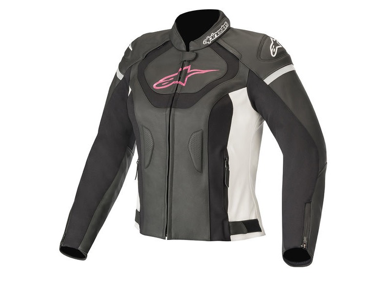 ALPINESTARS Stella Jaws V3 Leath Jckt Blk/W/Fuchsia click to zoom image