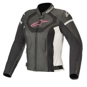 ALPINESTARS Stella Jaws V3 Leath Jckt Blk/W/Fuchsia 