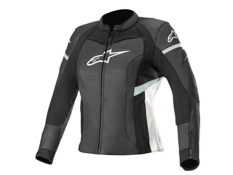 ALPINESTARS Stella Kira Leath Jkt B/W/Teal click to zoom image