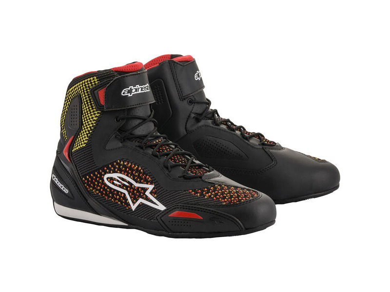 ALPINESTARS Faster 3 Rideknit Shoes Blk/Gry/Red/Fluo click to zoom image