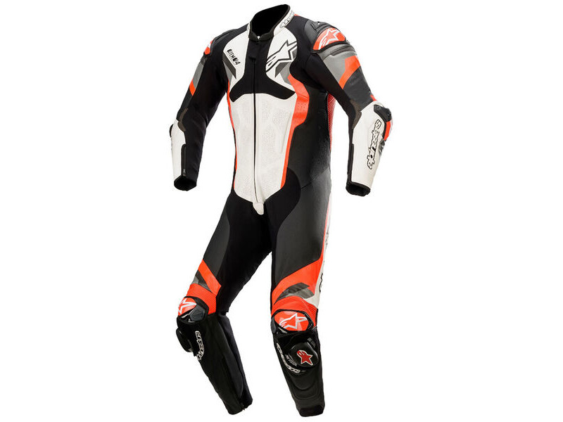 ALPINESTARS Atem v4 Leather 1 Pc Wh/Blk/Red/Flu/Gry click to zoom image