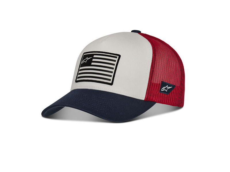 ALPINESTARS Flag Snapback Hat Wht Navy Red click to zoom image