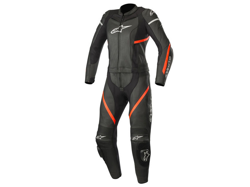ALPINESTARS Stella Kira 2Pc Leather Suit Black Red Fluo click to zoom image