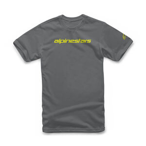 ALPINESTARS Linear Wordmark Tee Charcoal Fluo Yellow 