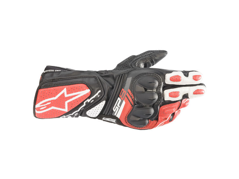 ALPINESTARS SP-8 V3 Leather Gloves Black/White/Red click to zoom image