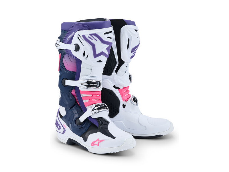ALPINESTARS Tech 10 - White Violet Navy Blue Pink Fluo click to zoom image