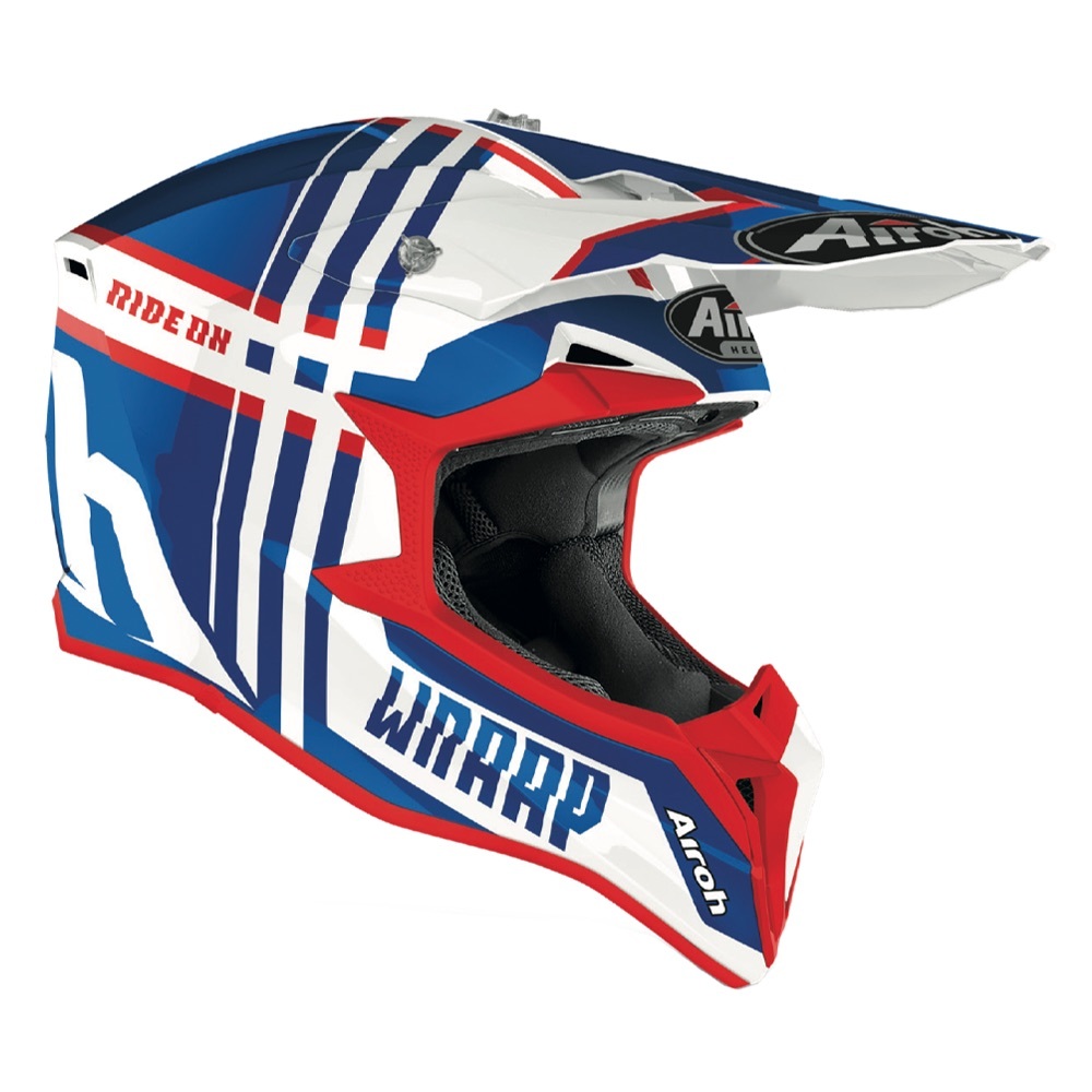 AIROH Wraap Broken Blue/Red Gloss :: £121.49 :: Motorcycle Helmets