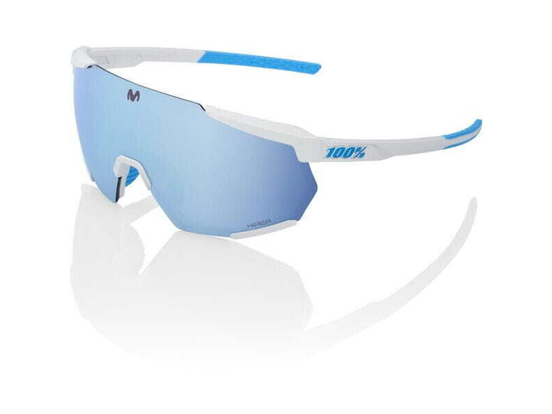 100% Glasses Racetrap 3.0 - Movistar Team White - HiPER Blue Multilayer Mirror Lens click to zoom image