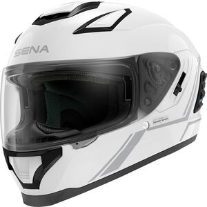 SENA Stryker Full Face Helmet With Mesh Interscom Gloss White 