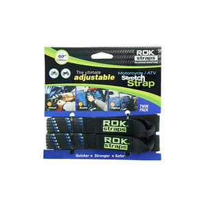 ROK STRAPS Motorcycle Adjustable Stretch Strap Black/Blue/Green 2 Pack (ROK058) 