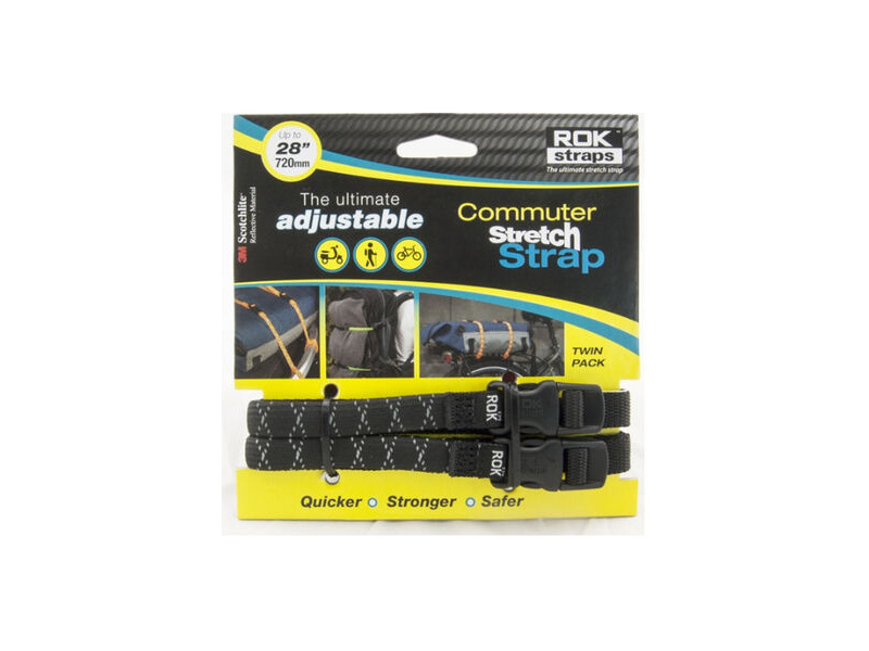 ROK STRAPS Commuter Adjustable Stretch Strap Black Reflective 2 Pack (ROK332) 300 -720 x 12mm click to zoom image
