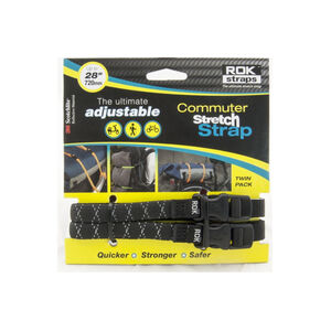 ROK STRAPS Commuter Adjustable Stretch Strap Black Reflective 2 Pack (ROK332) 300 -720 x 12mm 