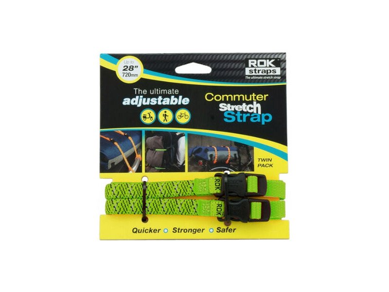 ROK STRAPS Commuter Adjustable Stretch Strap Green Reflective 2 Pack (ROK330) 300 -720 x 12mm click to zoom image
