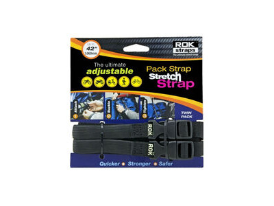 ROK STRAPS Pack Adjustable Stretch Strap Black 2 Pack (ROK314) 310-1060 x 16mm