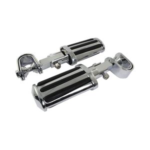BIKE IT Universal Footpegs Rail Chrome With Inlays Clamp Fit 