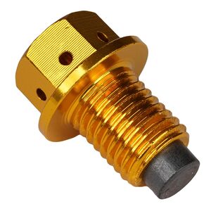 BIKE IT Magnetic Sump Plug Bolt with Oil Cleaning Magnet - M12 (12mm) 1.5 Pitch (Gold) 