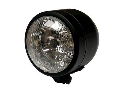 BIKE IT Universal Single Round Dominator Headlight (Matt Black Bottom Mount / H4 12V 60/55W)