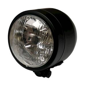BIKE IT Universal Single Round Dominator Headlight (Matt Black Bottom Mount / H4 12V 60/55W) 