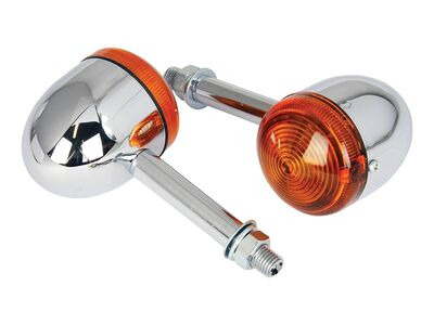 BIKE IT Long Stem Bullet Indicators With Chrome Body And Amber Lens