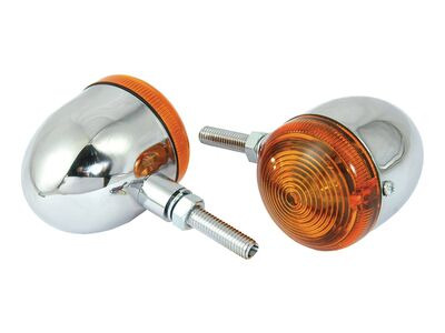 BIKE IT Short Stem Bullet Indicators With Chrome Body And Amber Lens