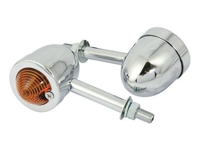 BIKE IT Long Stem Mini Custom Indicators With Chrome Body And Amber Lens