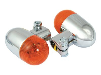 BIKE IT Round Clamp Type Indicators With Chrome Body And Amber Lens