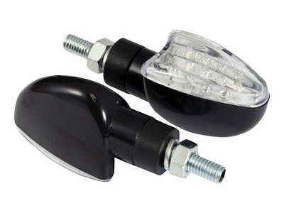 BIKE IT Short Stem LED Spear Indicators With Black Body And Clear Lens
