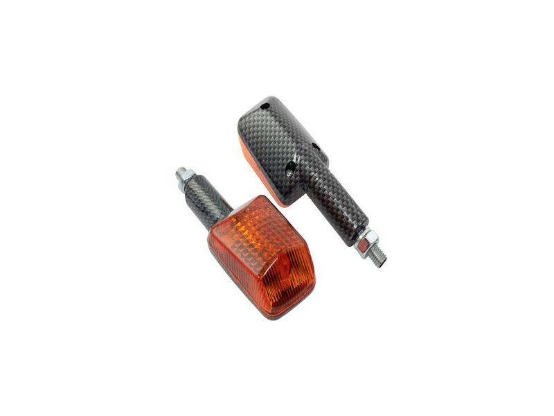 BIKE IT Long Stem Mini Indicators With Carbon Body And Amber Lens click to zoom image