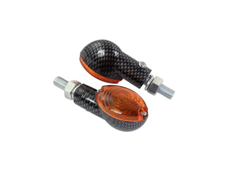 BIKE IT Mini Cat Eye Indicators With Carbon Body And Amber Lens click to zoom image