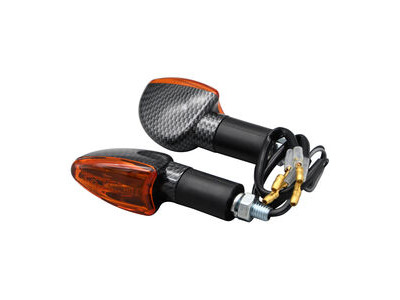 BIKE IT Long Stem Mini Spear Indicators With Carbon Look Body And Amber Lens