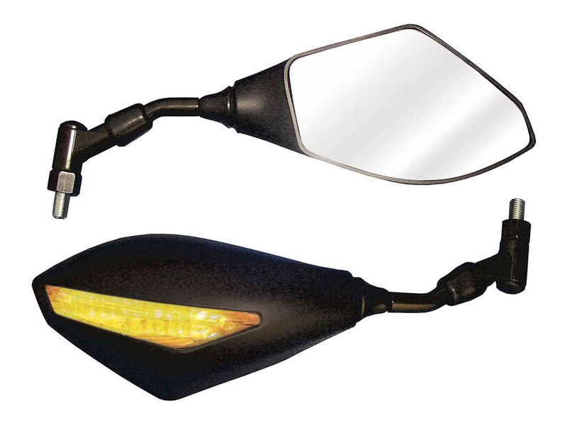 BIKE IT Trojan Universal Bar Mounted Mirrors With Built In LED Indicators click to zoom image