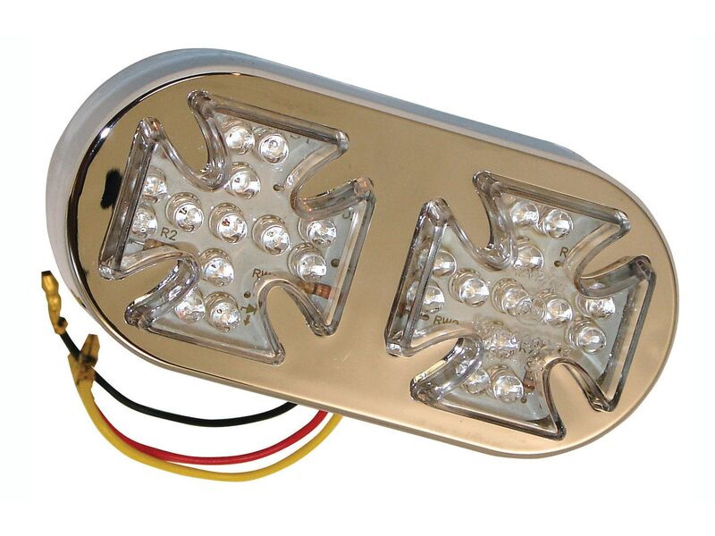BIKE IT Twin Maltese Cross LED Rear Light With Clear Lens click to zoom image
