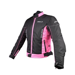 BIKE IT 'Insignia' Ladies Motorcycle Jacket (Pink) click to zoom image