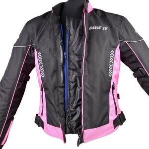 BIKE IT 'Insignia' Ladies Motorcycle Jacket (Pink) click to zoom image