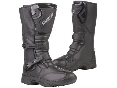 BIKE IT 'Triple-Black' Motorcycle Adventure Boot (Black)