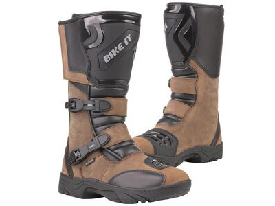 BIKE IT 'Triple-Black' Motorcycle Adventure Boots (Brown)