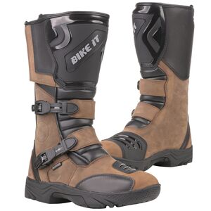 BIKE IT 'Triple-Black' Motorcycle Adventure Boots (Brown) 2021