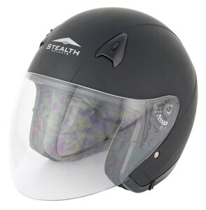 STEALTH NT200 Adult Open Face Helmet - Matt Black 