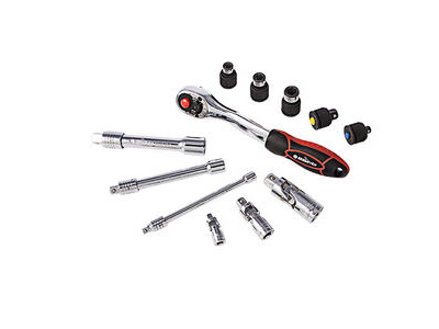 BIKESERVICE 12pc ratchet, UJ, extension and adapter set