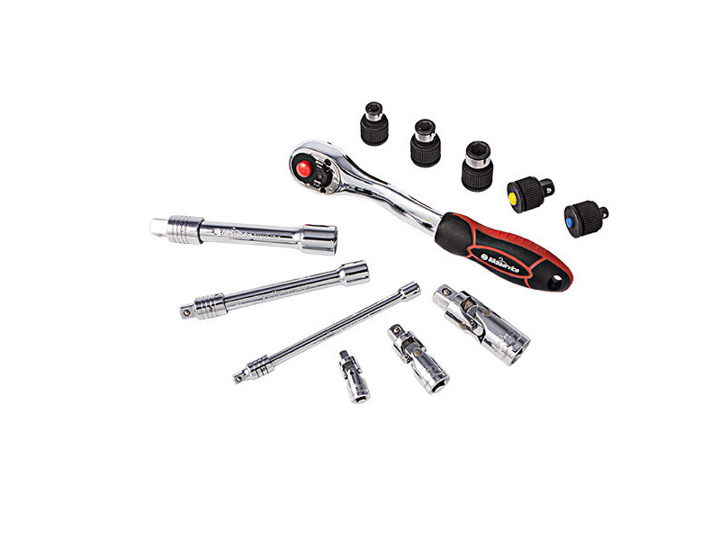 BIKESERVICE 12pc ratchet, UJ, extension and adapter set click to zoom image