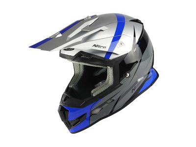 NITRO MX700 Recoil Helmet - Silver/Black/Gun/Blue