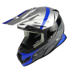 NITRO MX700 Recoil Helmet - Silver/Black/Gun/Blue 