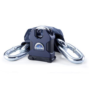 SQUIRE Juggernaut Sold Secure Gold 65 Boron 12.7 mm Closed Shackle Lock with 14mm x 1.2m Chain 