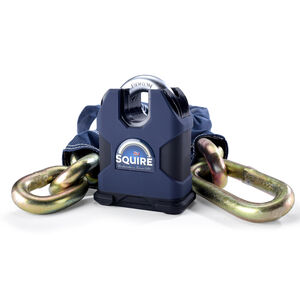 SQUIRE Samson Sold Secure Gold 80 Boron 16mm Closed Shackle Lock with 16mm x 1.2m Chain 