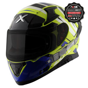 AXOR Apex Full Face Helmet - Hex-2 Neon Yellow Blue Gloss 