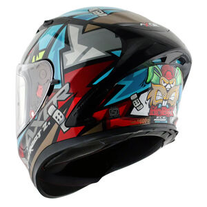 AXOR Helmet Street Full Face - Bobby Gloss Black Blue click to zoom image