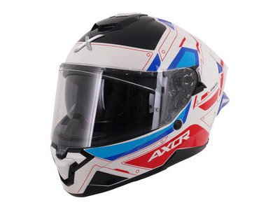 AXOR Brutale Full Face Helmet With Dual Spoiler Ryden White Red Blue